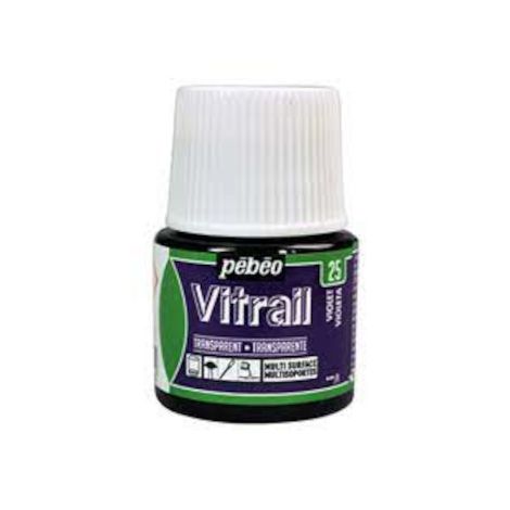 Farba witrażowa do szkła Pebeo Vitrail 45ml, Fioletowa/25 Violet transparentna